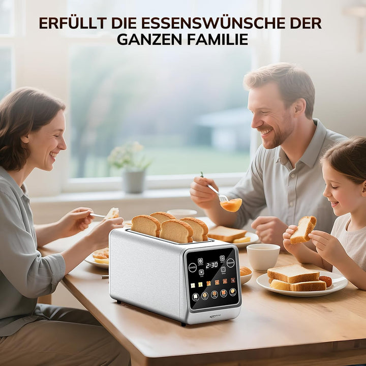 Keenstone Toaster 4 Scheiben, LED Display Touchscreen mit Memory-Funktion, Single-Slice-Technologie,