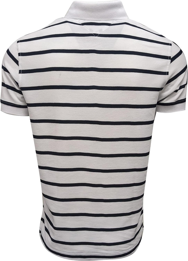 Tommy Hilfiger Herren Kurzarm Poloshirts L Weiss/Marineblau, L Weiß/Marineblau