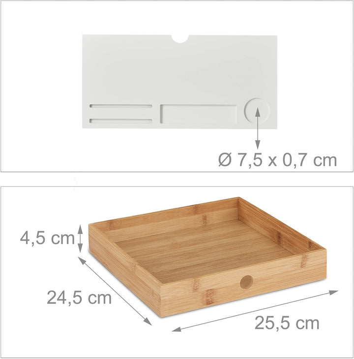 Relaxdays Monitorständer, 2 Schubladen, PC-Erhöhung für Schreibtisch, HxBxT: 12 x 56 x 27 cm, Bambus