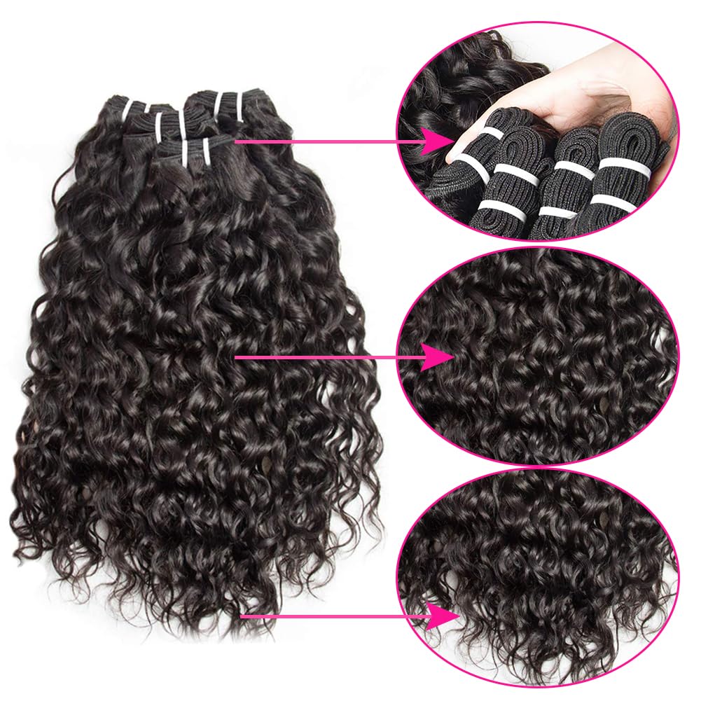 Brasilianische Locken mit Verschluss Water Wave Bundles Yavida Weben brasilianisches Menschenhaar Cu