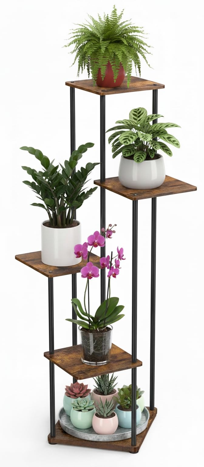 Blumenständer, Pflanzenständer Innen, 5 Etagen Modernes blumentopf ständer, Blumentreppen Metall, pf