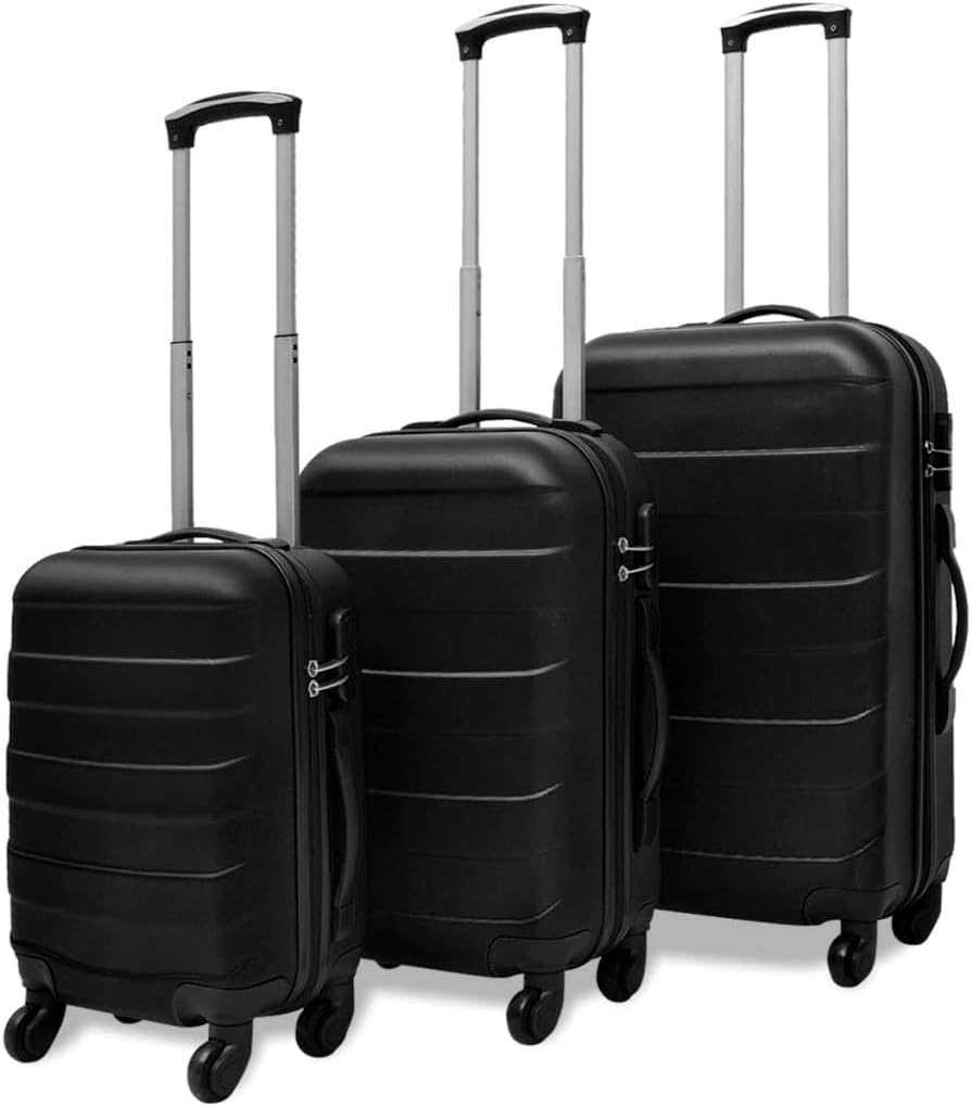 vidaXL 3X Reisekoffer Schwarz Trolley Kofferset Hartschalenkoffer Reise Koffer 45,5 x 30 x 20 cm Sch