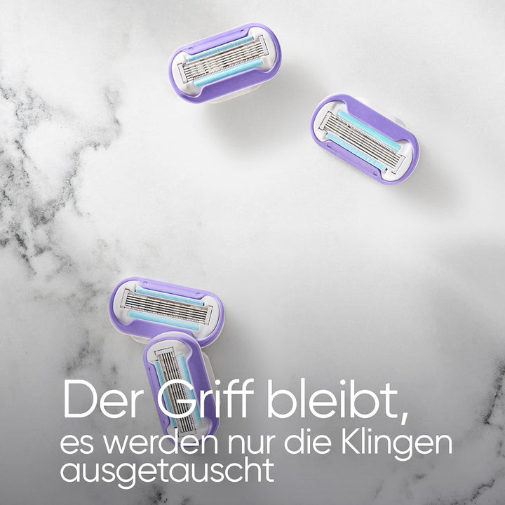 Gillette Venus Deluxe Smooth Swirl Rasierklingen Damen, 8 Ersatzklingen für Damenrasierer, Lila