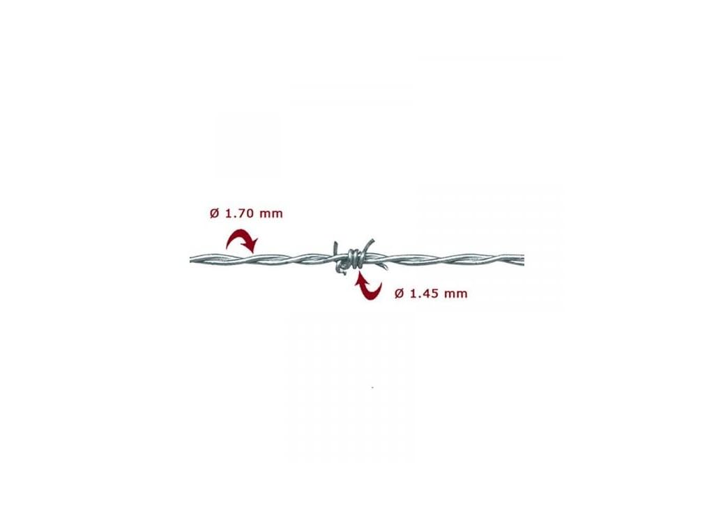 Stacheldraht Ø ca. 1,7 mm - aus einer Zink-Aluminium-Verbindung - 250 m auf Rolle