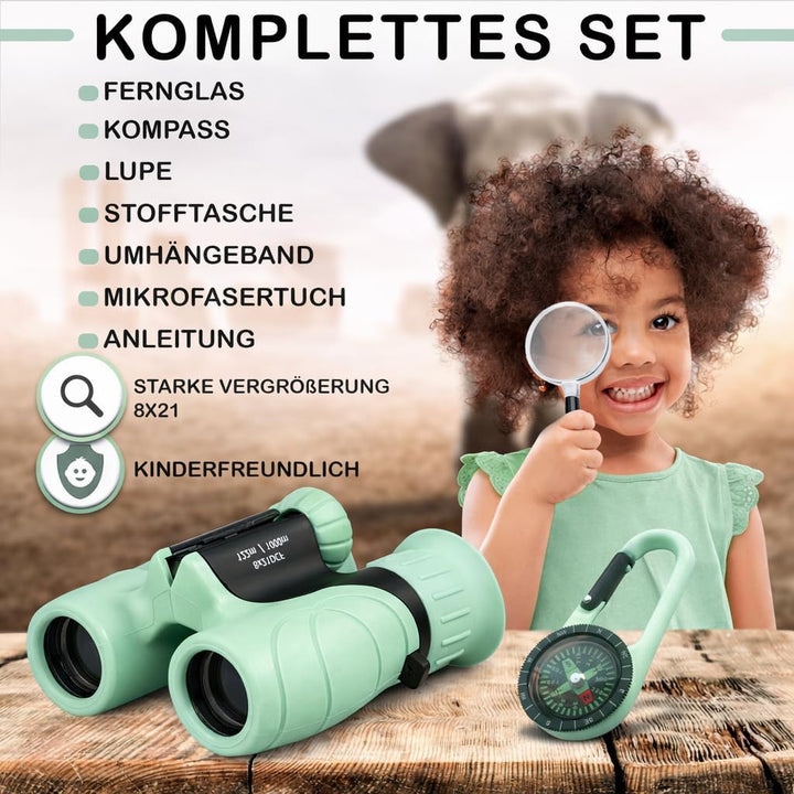 Fernglas für Kinder - Optimales Geschenk für Jungen und Mädchen - Starke Vergrösserung 8X21 – Umfang