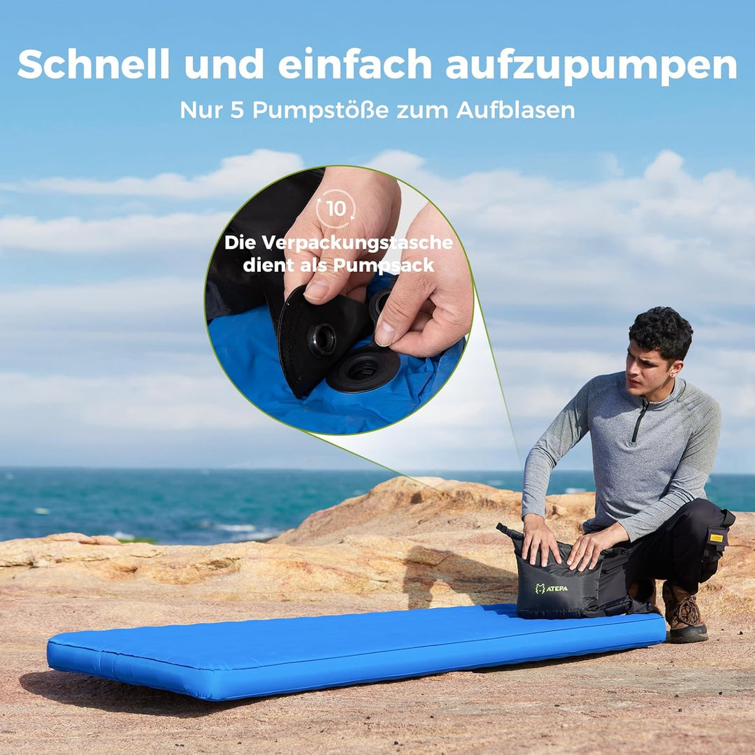 ATEPA ThermAir Pro Isomatte Ultraleicht für Camping &amp; Backpacking, 6.6 R-Wert Isolierte Luftmatte mi