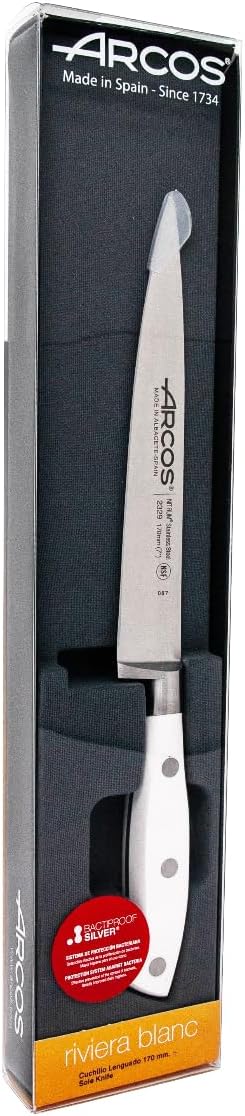 Arcos Serie Riviera Blanc - Sohlenmesser - Klinge aus Nitrum geschmiedetem Edelstahl 170 mm - HandGr