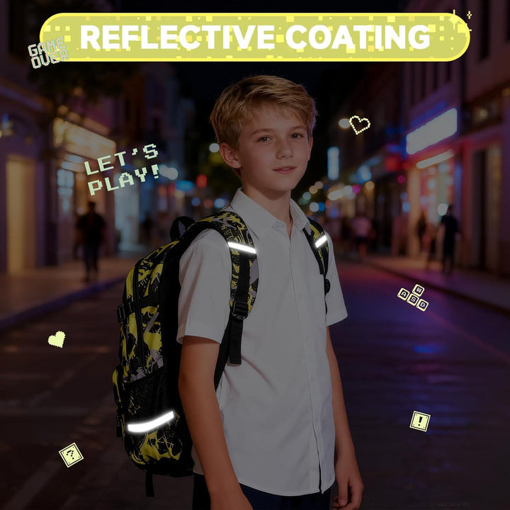 Schulrucksack Jungen Teenager, Schultasche Kinder mit Reflektoren für 3. bis 7. Klasse, Schulranzen