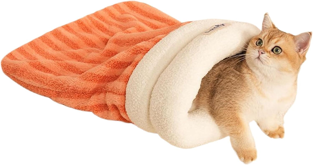 Generisch Katzenschlafsbag für Innenkatzen, weich bequemer Katze Winter Schlafsack C-at Cave Bett, 3
