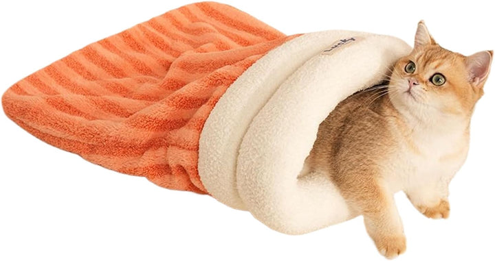 Generisch Katzenschlafsbag für Innenkatzen, weich bequemer Katze Winter Schlafsack C-at Cave Bett, 3
