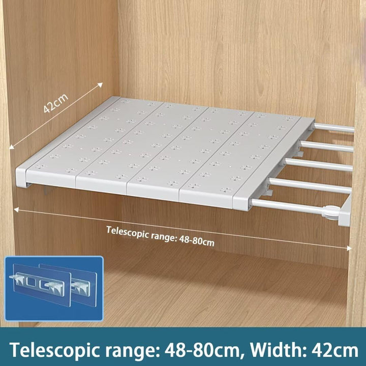 Verstellbare Regale für Schrank, Erweiterbares Einlegeböden Schrankregal, Nagelfrei Teleskop Regaltr