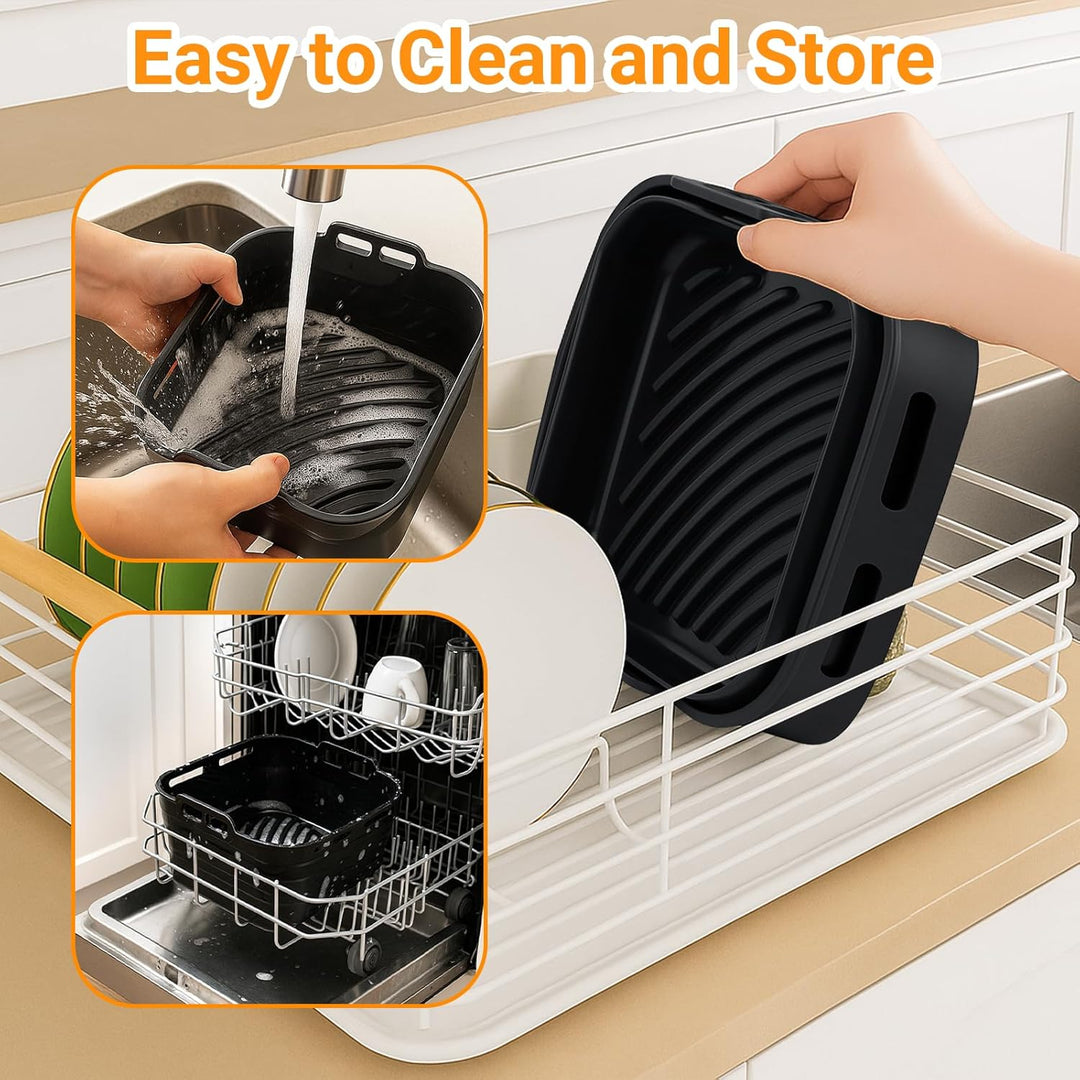 Alyvisun Silikonform für Heissluftfritteuse mit Öl Pinsel, Airfryer Silikonformen Wiederverwendbar S