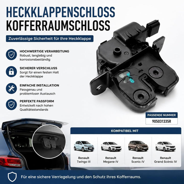 Heckklappenschloss Kofferraumschloss Kofferraumdeckelschloss Kompatibel mit Renault Twingo III Megan