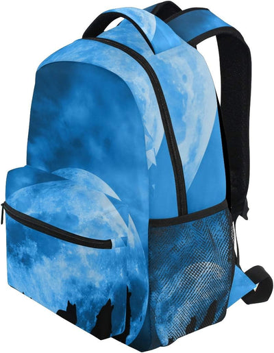 Wolfskunstraum Schulter Rucksack Bookbag für Teen Jungen Mädchen Kinderrucksack Laptop Büchertasche