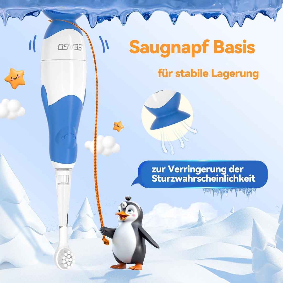 Seago Elektrische Zahnbürste Kinder ab 0-3 Jahr mit LED Licht, Weichen BPA-freiem Runder Gummierte B