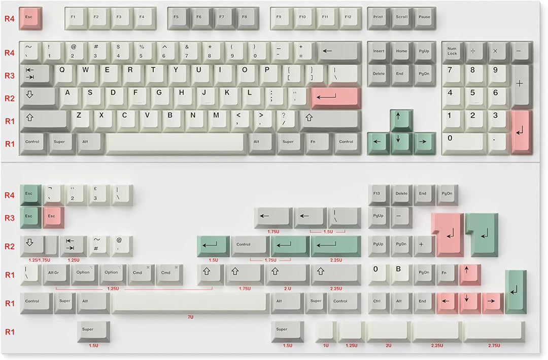 Ranked Farbsublimations-Premium-Tastenkappen-Set | 1,45 mm Dickes PBT | Cherry-Profil für DIY Custom