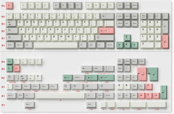 Ranked Farbsublimations-Premium-Tastenkappen-Set | 1,45 mm Dickes PBT | Cherry-Profil für DIY Custom