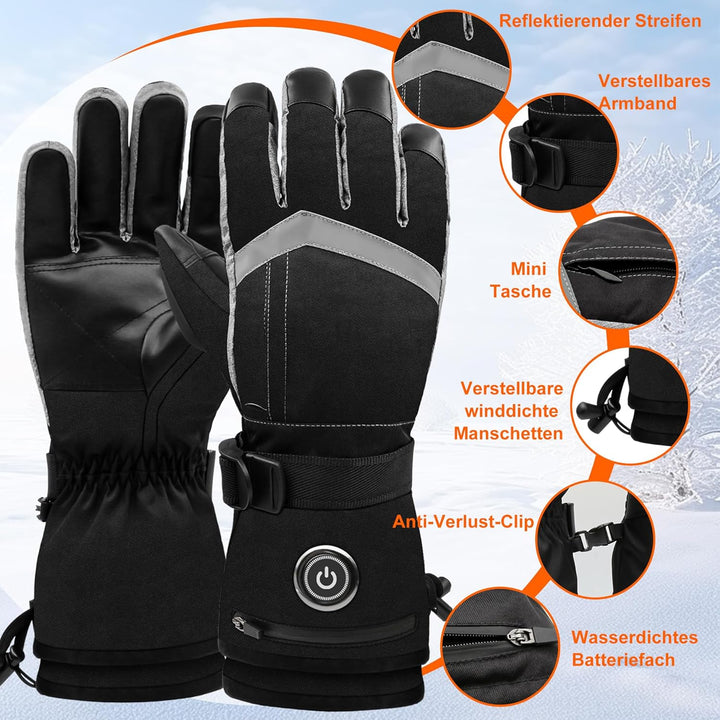 SVPRO Beheizte Handschuhe, 5V 6000mAh Wiederaufladbare Beheizte Skihandschuhe für Herren & Damen, Wa
