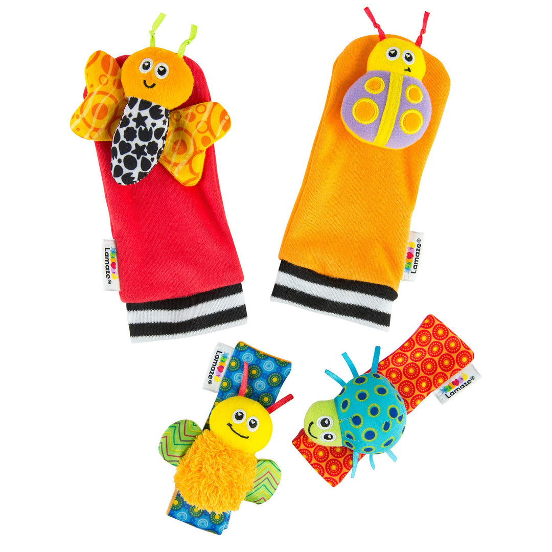 LAMAZE Gardenbug Wrist Baby Rattle Toy Baby Gift Set, Cute Foot Finder Baby Toy with Sensory Stimula