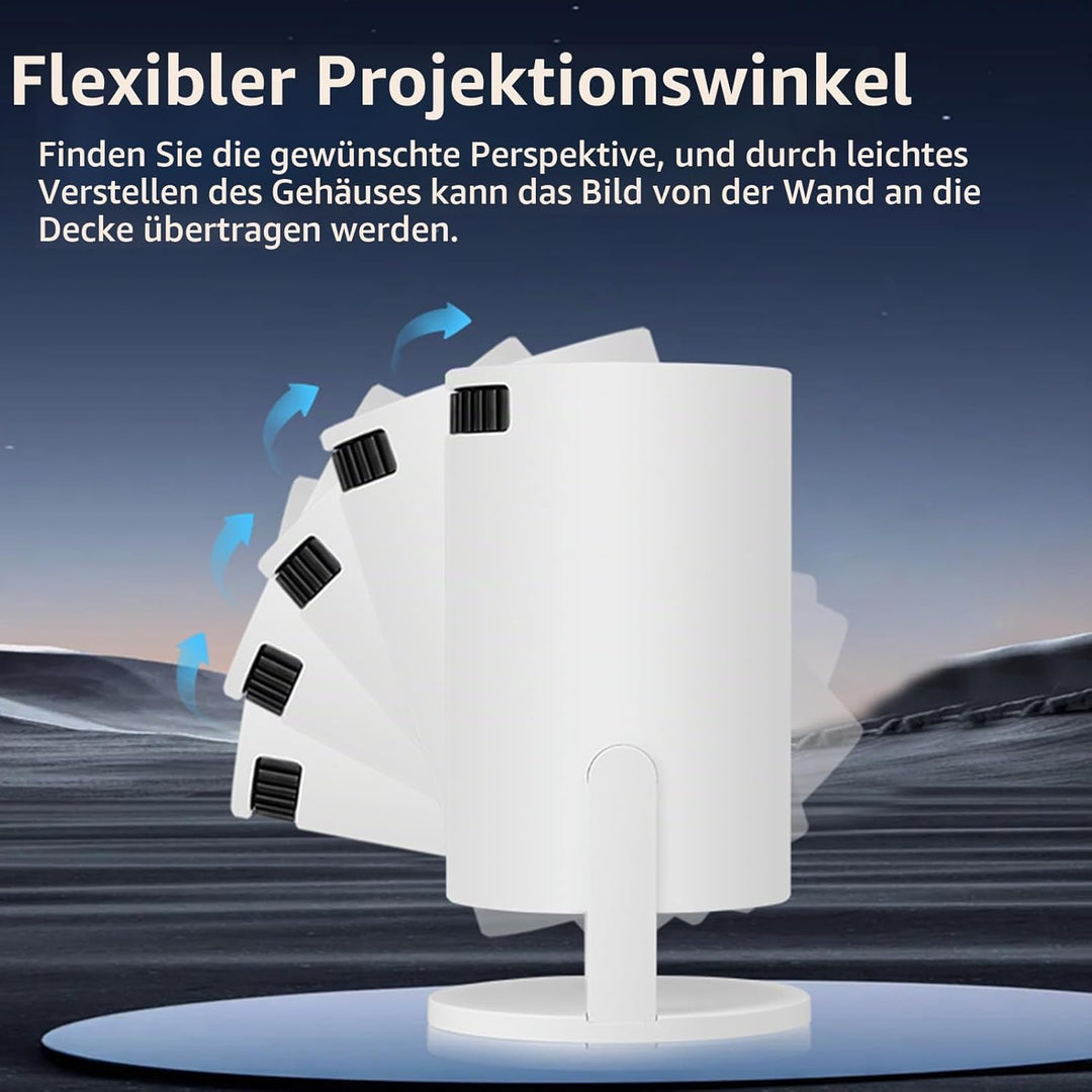 Klein Projektor mit WLAN und Bluetooth, um 270° Drehbarer Tragbarer 1080P-Projektor, 150-Zoll-Smart-
