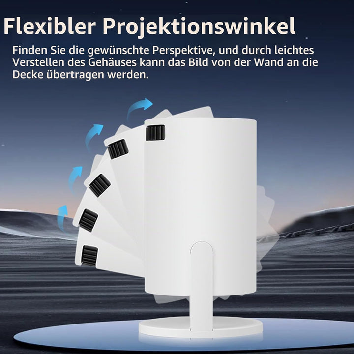 Klein Projektor mit WLAN und Bluetooth, um 270° Drehbarer Tragbarer 1080P-Projektor, 150-Zoll-Smart-