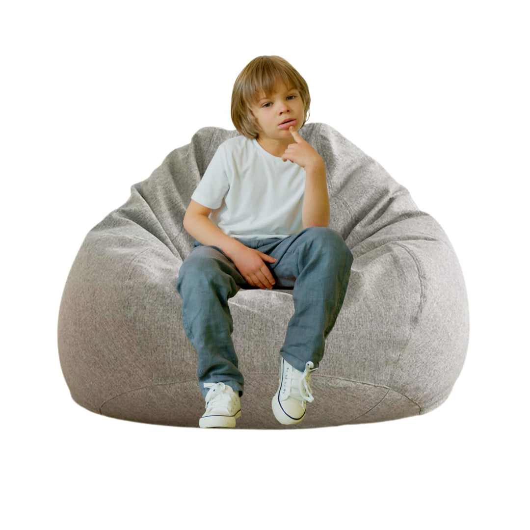 AD.CON Sitzsack mit ECO Füllung Puff Relax-Sessel Sitzkissen Bodenkissen Bean Bag 70x80x50 Hellgrau