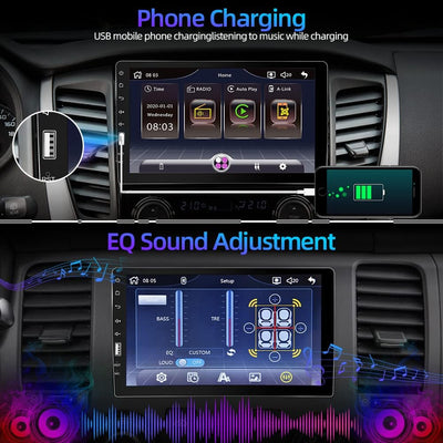 Podofo 1 Din Autoradio mit Apple Carplay und Android Auto 9 Zoll Single Din Autoradio mit Bildschirm