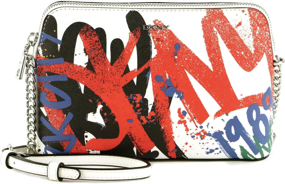 DKNY Bryant Splatter Graffiti Umhängetasche weiss