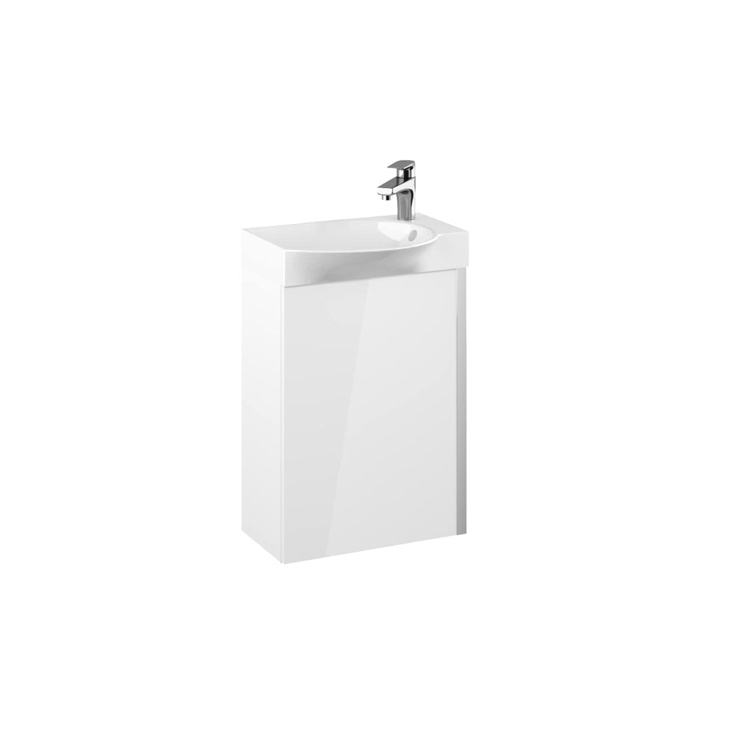 VBChome Badmöbel Set 45 cm Weiss Waschbecken mit Weiss Hängeschrank Waschtisch 1-Türen Soft-Close Se