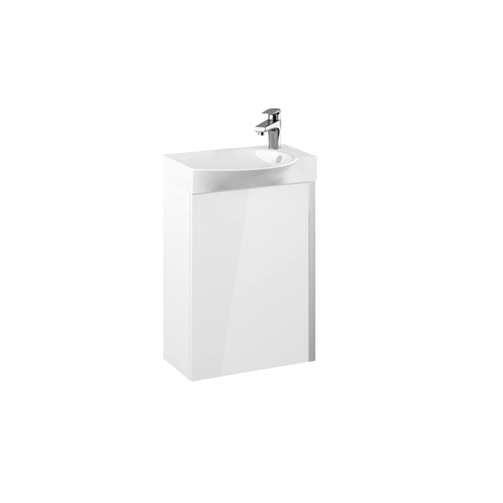 VBChome Badmöbel Set 45 cm Weiss Waschbecken mit Weiss Hängeschrank Waschtisch 1-Türen Soft-Close Se
