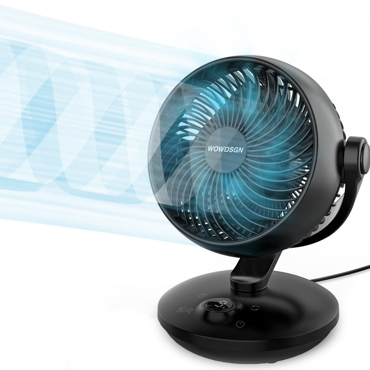 WOWDSGN Ventilator Leise 22dB Mit 6 Stufen & Display - 9-Stunden-Timer, Leistungsstarker 3D Turbo-Lu