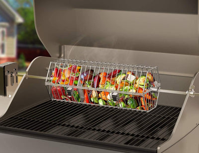 Onlyfire BRK-6041 Edelstahl Runde Tumble Rotisserie Drehspiess Korb Grillkorb passt für alle Gas Gri