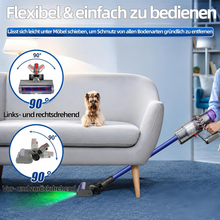 Ersatz Bürstenkopf für Dyson V15 V11 V10 V8 V7, Motorisierte Bodendüse mit Grüner LED Stauberkennung