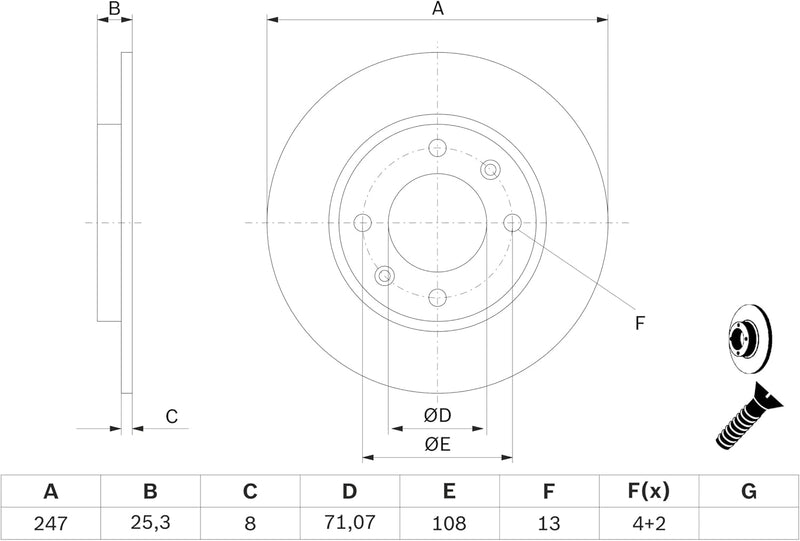 Bosch BD395 Bremsscheiben - Hinterachse - ECE-R90 Zertifizierung - zwei Bremsscheiben pro Set