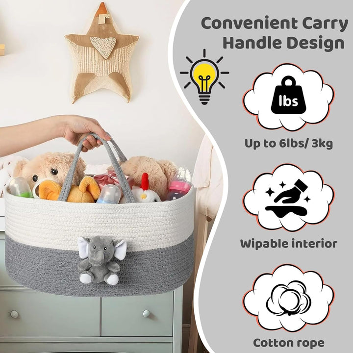 TechVizrs Baby Windel Caddy Korb, Multifunktionale Windelaufbewahrungskorb mit Windelaufbewahrungsta