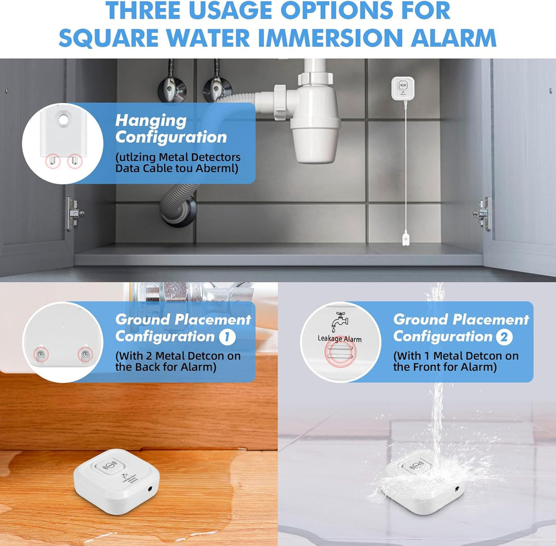 Wassermelder WLAN 100 dB Lauter Wassersensor mit Smart Life App Fernbedienung - Wasseralarm für Küch