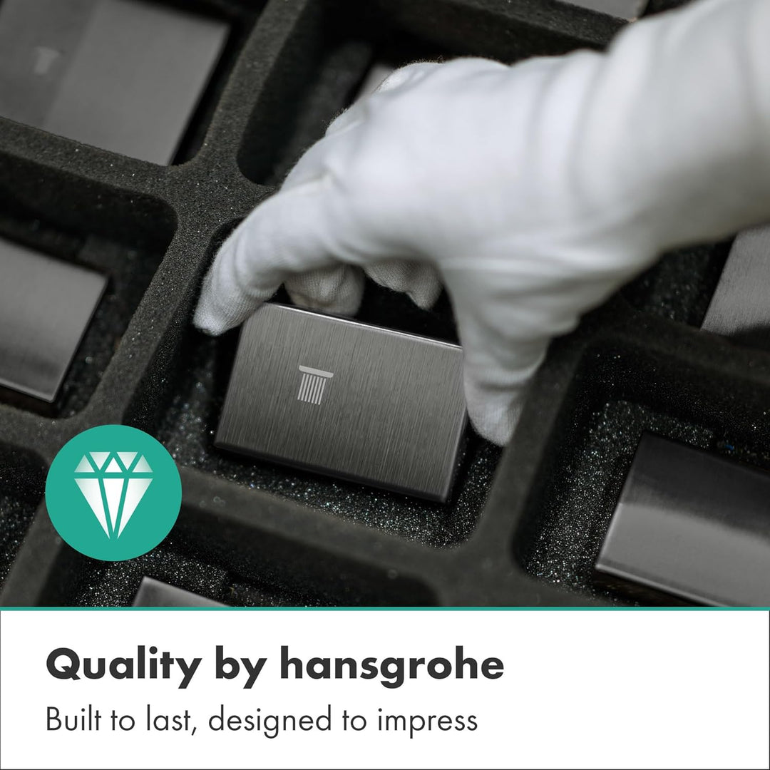 hansgrohe Ablaufgarnitur Push-Open für Waschtisch- und Bidetmischer Brushed Black Chrome, Brushed Bl