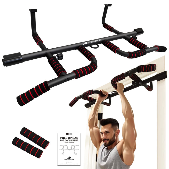 Klimmzugstange für Türrahmen – Pull Up Bar Doorway mit Multigriff-Positionen Griffen – Ohne Bohren,