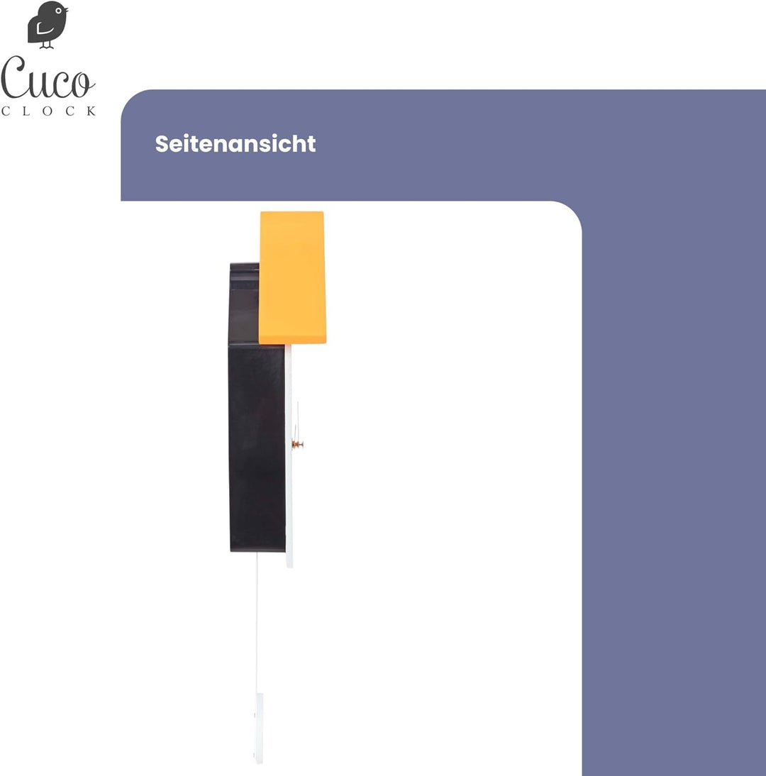 Cuco Clock Kuckucksuhr Landhaus mit Pende 46.5 × 27 × 7.8cm Weiss/ Orange, 46.5 × 27 × 7.8cm Weiss/