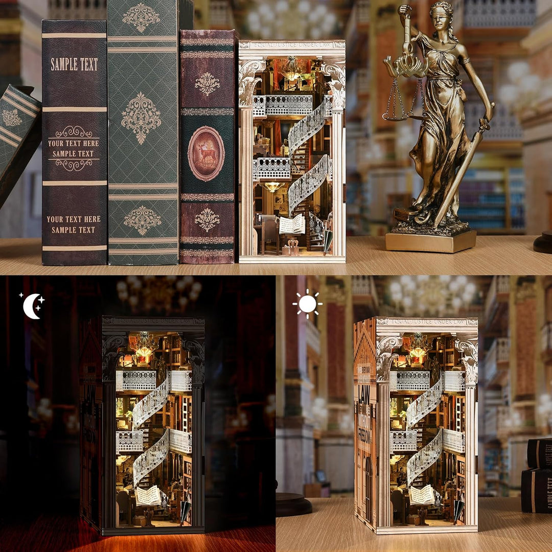 MiniCity Book Nook Kit, 3D Holzpuzzle Bücherstütze Bücherregal für Jugendliche und Erwachsene (Law L