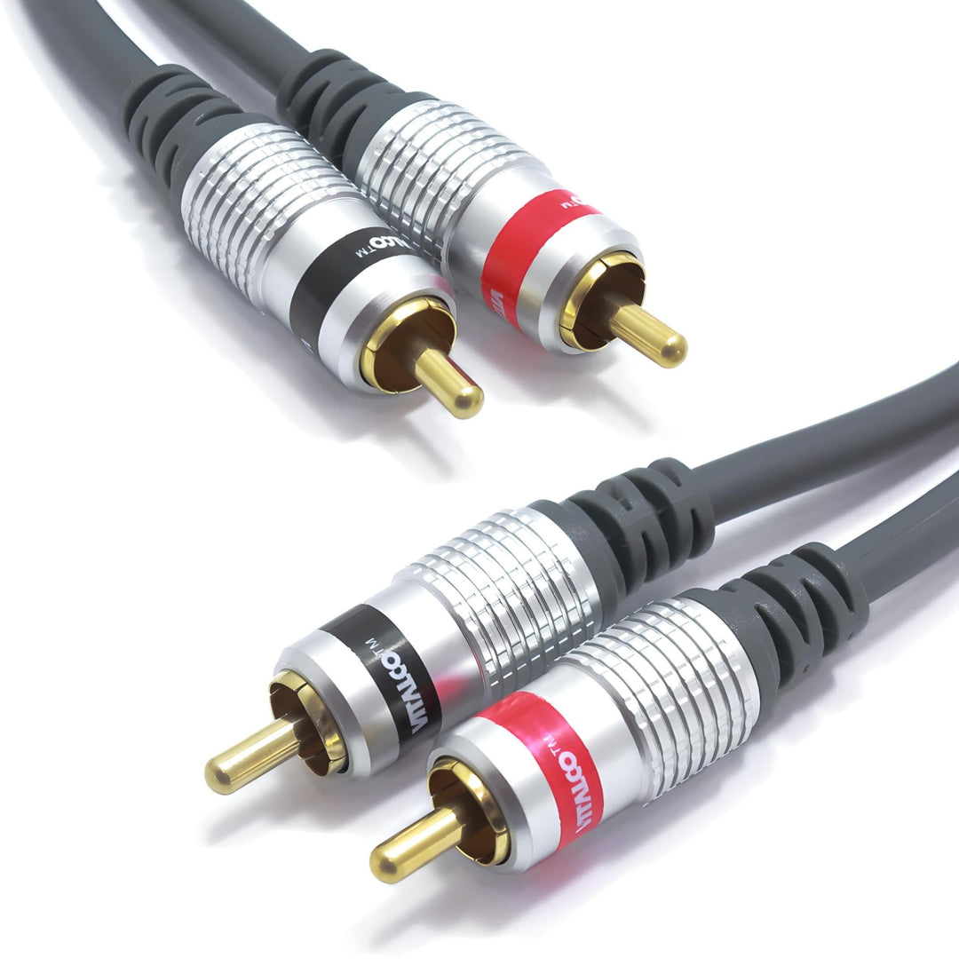 2 x Chinch Stecker zu 2 x Cinch Stecker Stereo RCA - TV, Audio Kabel, Verlängerung - für Verlustfrei