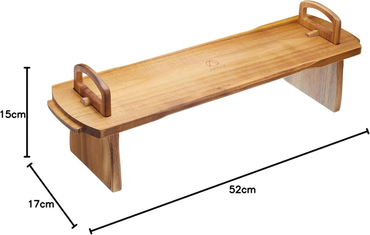 Artesa Serviertablett aus Holz, rustikales Akaziendesign, flach zusammenklappbar, 52 x 15 x 17 cm 28