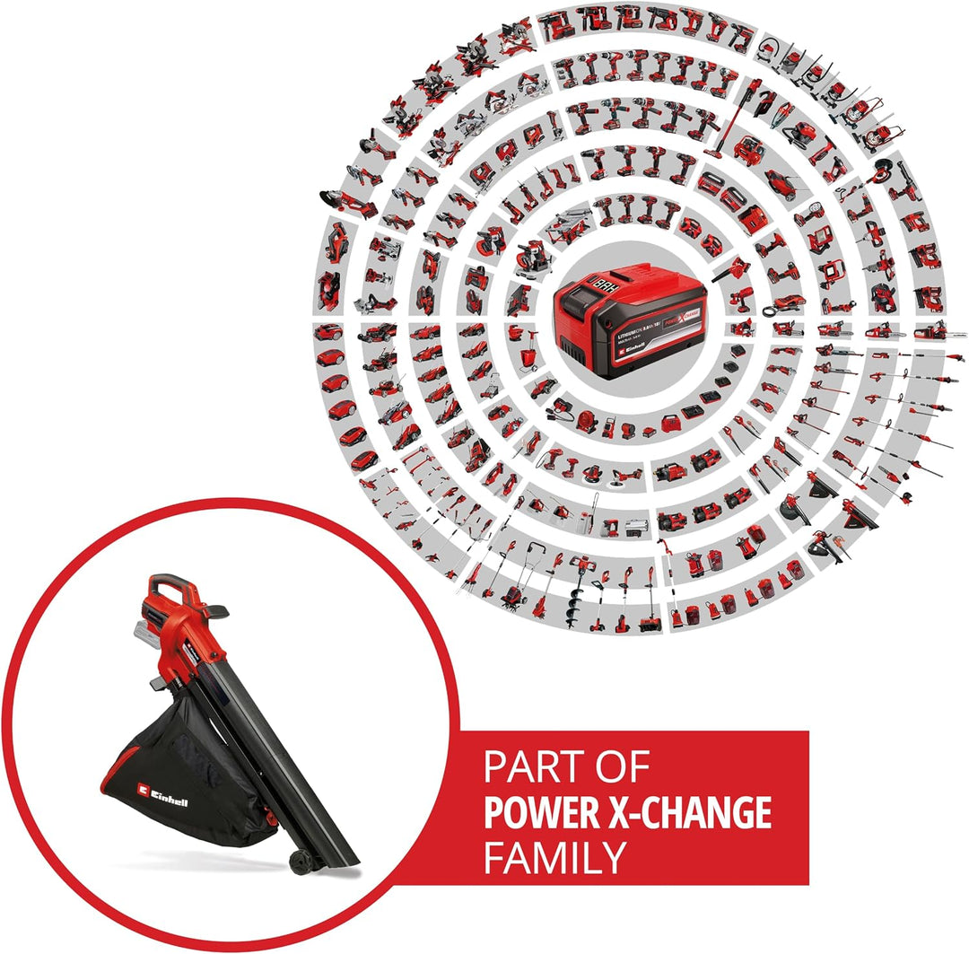 Einhell Akku-Laubsauger VENTURRO 18/210 (1x 4,0 Ah) | PXC | 18 V | Saugleistung 500 m³/h | Fangsack