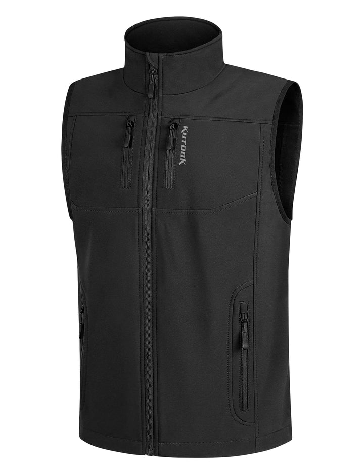 KUTOOK West Herren outdoor mit vier Taschen Softshell Ärmellose Jacke winddicht wasserdicht warm Mul