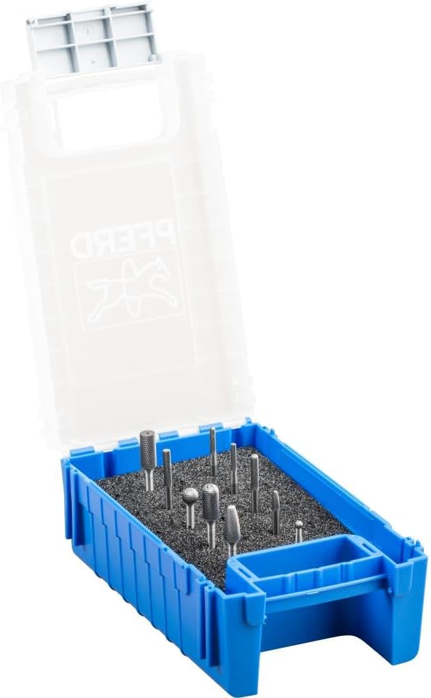 PFERD HM-Frässtift-Set, 10-teilig, Zahnung MICRO, Schaft-ø 3mm, 21901502 – für die Feinbearbeitung a