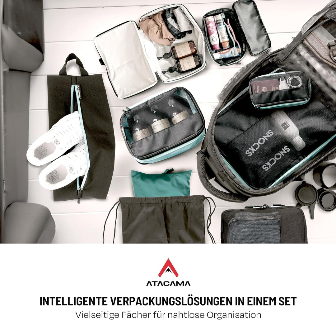Atacama Premium Kompressions-Packwürfel-Set: Reissverschluss & Dual-Taschen, Packtaschen mit Kompres