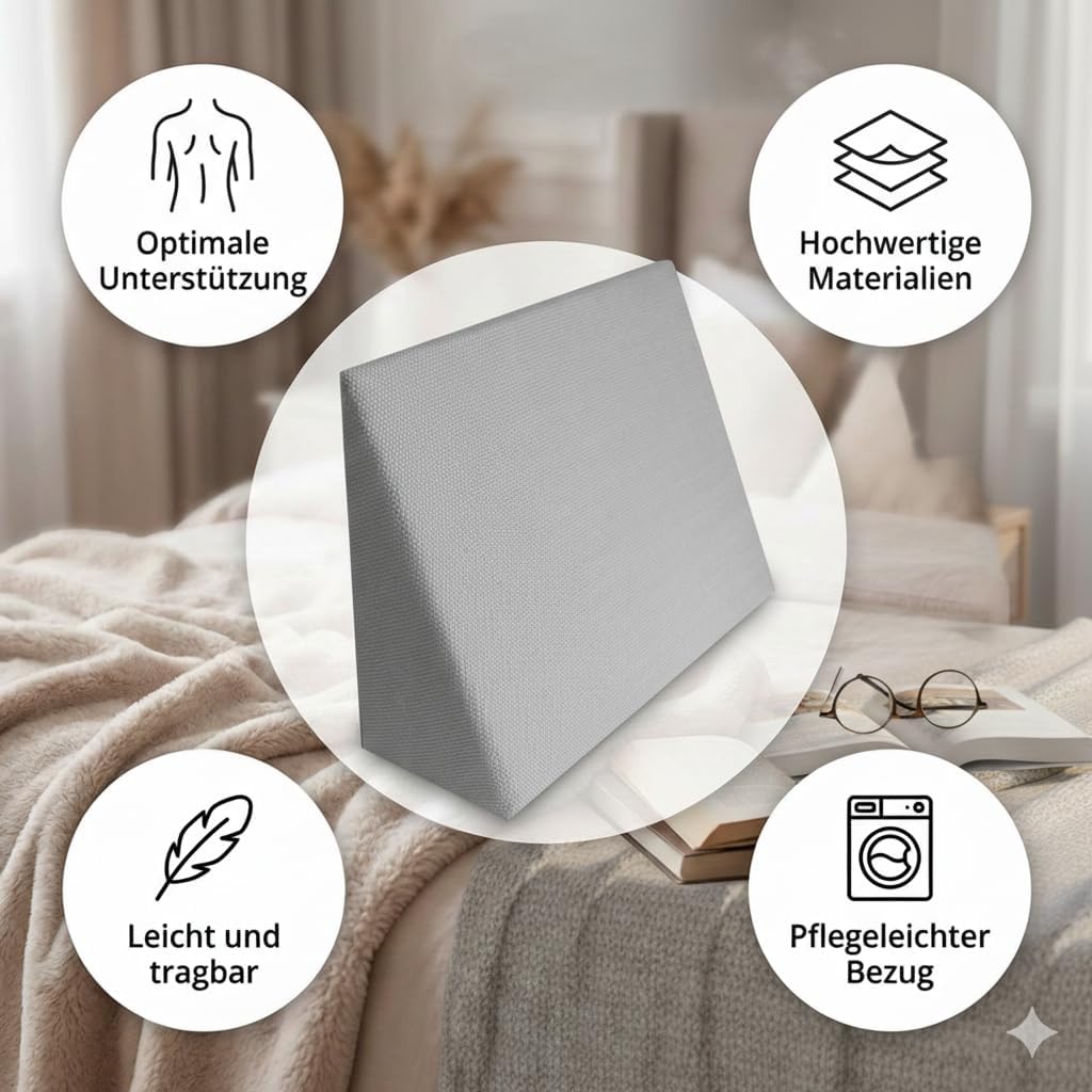 Stützendes Lesekissen für Bett oder Couch Schaumstoffkeil Lagerungshilfe Lagerungskissen Rückenstütz