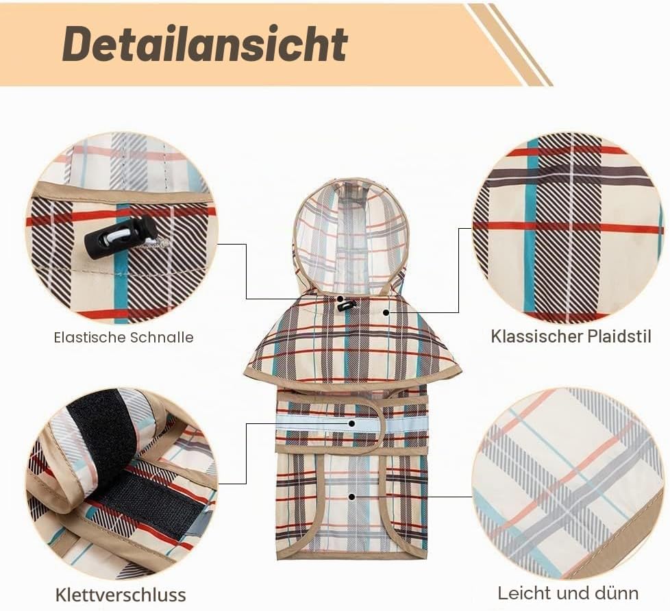 KOOLTAIL Hunderegenmantel mit Kapuze und Loch für die Leine, Hunderegenmantel für kleine mittelgross