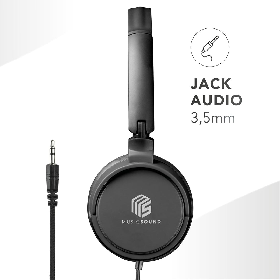 Music Sound | Bügelkopfhörer mit Kabel Over Ear Basic | On-Ear-Kopfhörer Faltbarer Kopfbügel mit 1,2