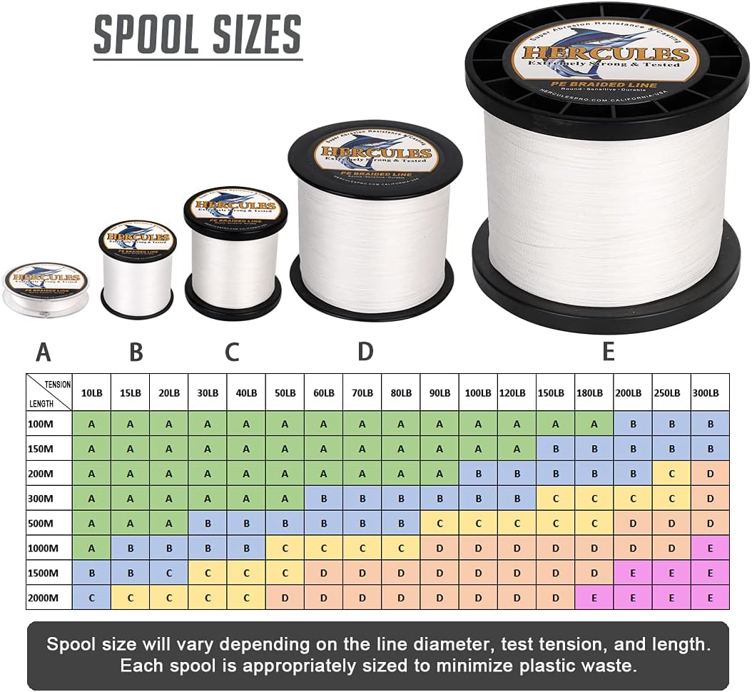 HERCULES Super Cast 100m - 2000m Yards Geflochtene Angelschnur 10lb - 300lb Test für Salzwasser Süss